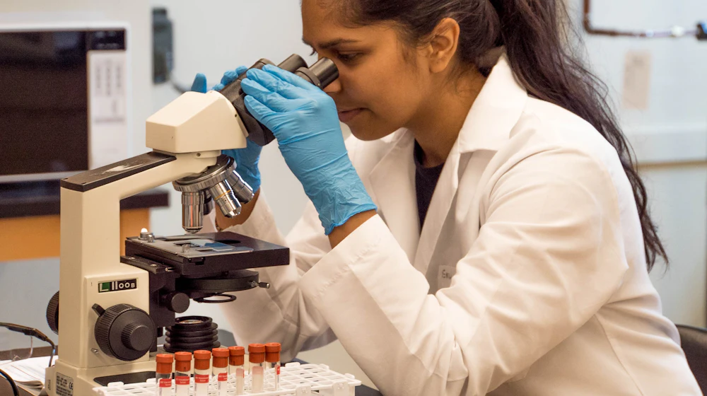 Researcher reviewing sample results in a laboratory
