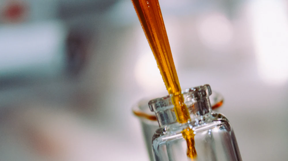 Sealed vial prepared for reconstitution on a laboratory bench