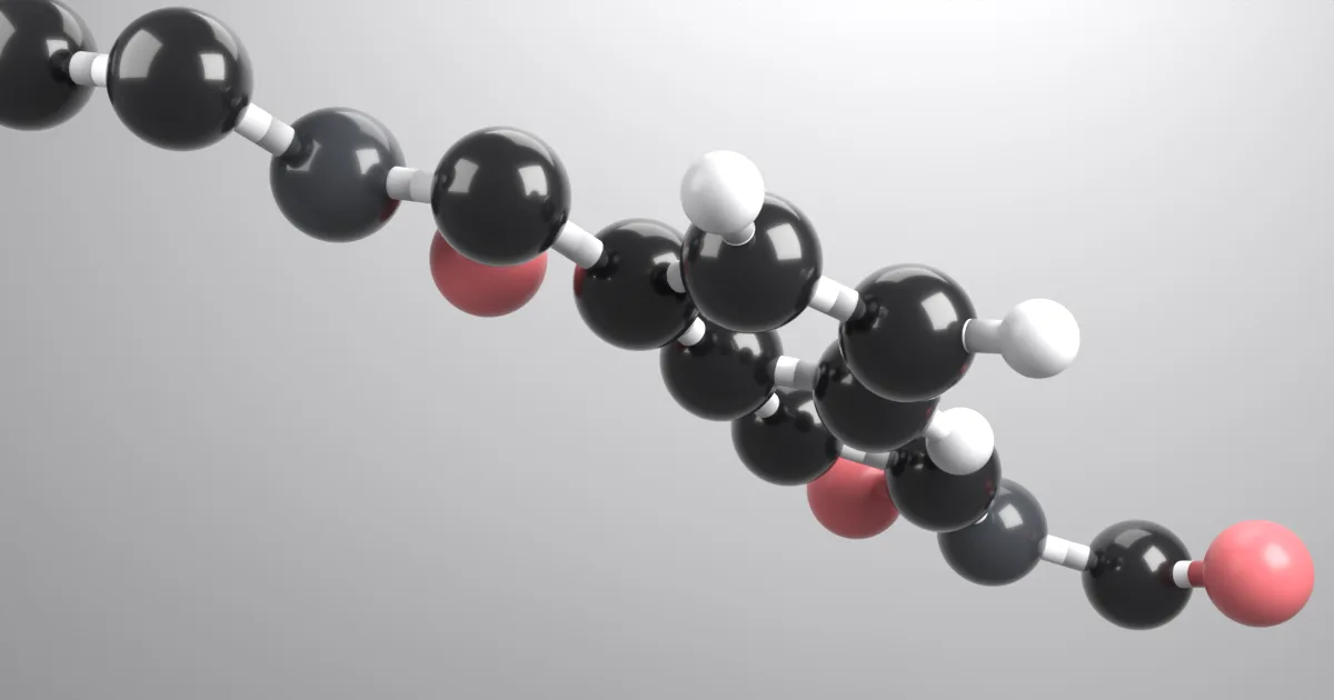 KPV peptide shown as a ball-and-stick molecular model